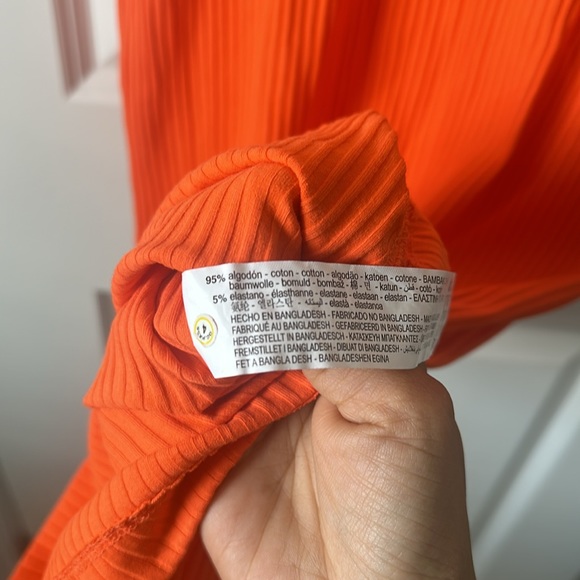 Zara Tangerine Orange Pencil Bodycon ribbed Tank Maxi long dress Size S - Picture 5 of 6